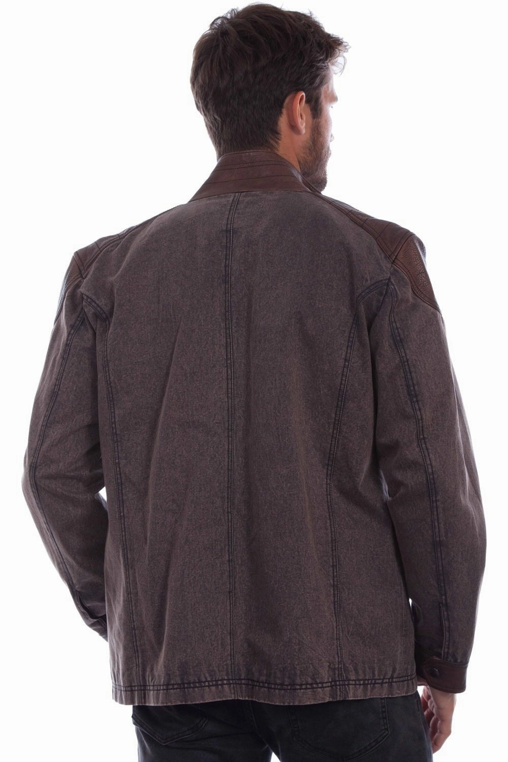 Travel Fit Scully Mens Cozy Canvas Chocolate Leather Leather Jacket