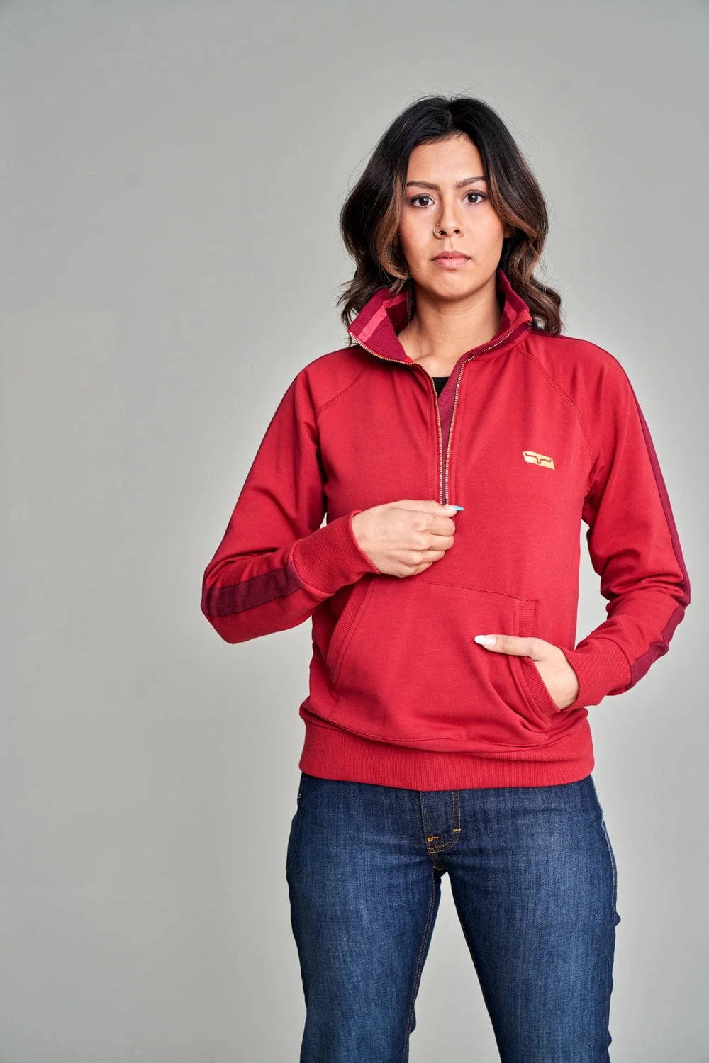 Kimes Ranch Womens Maricopa Half Muted Red Cotton Blend Hoodie RipResistant Reinforcement Weatherproof Seams