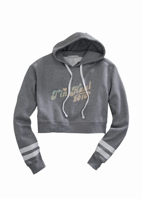 Waterproof Zipper CompactPacking Tin Haul Womens Grey Cotton Blend Bubble Letters Heart Hoodie