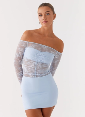 Daily Flex Minimal Touch Collide Lace Mini Dress - Blue