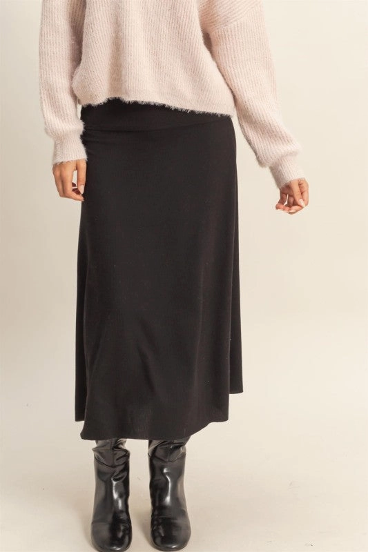 Autumn Contemporary Ribbed Knit Skirt Double Layer Construction Light Wear