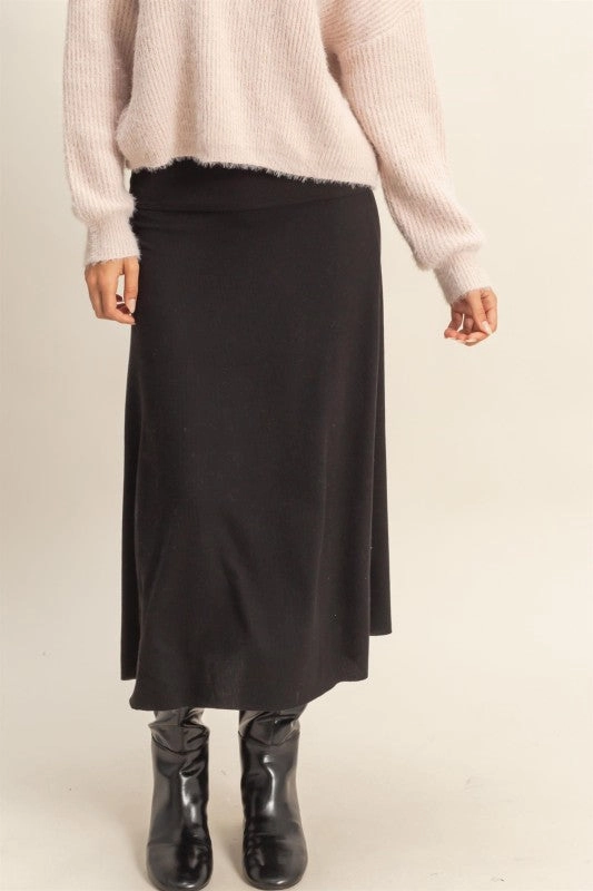 Autumn Contemporary Ribbed Knit Skirt Water resistant coating Anti Static Lining