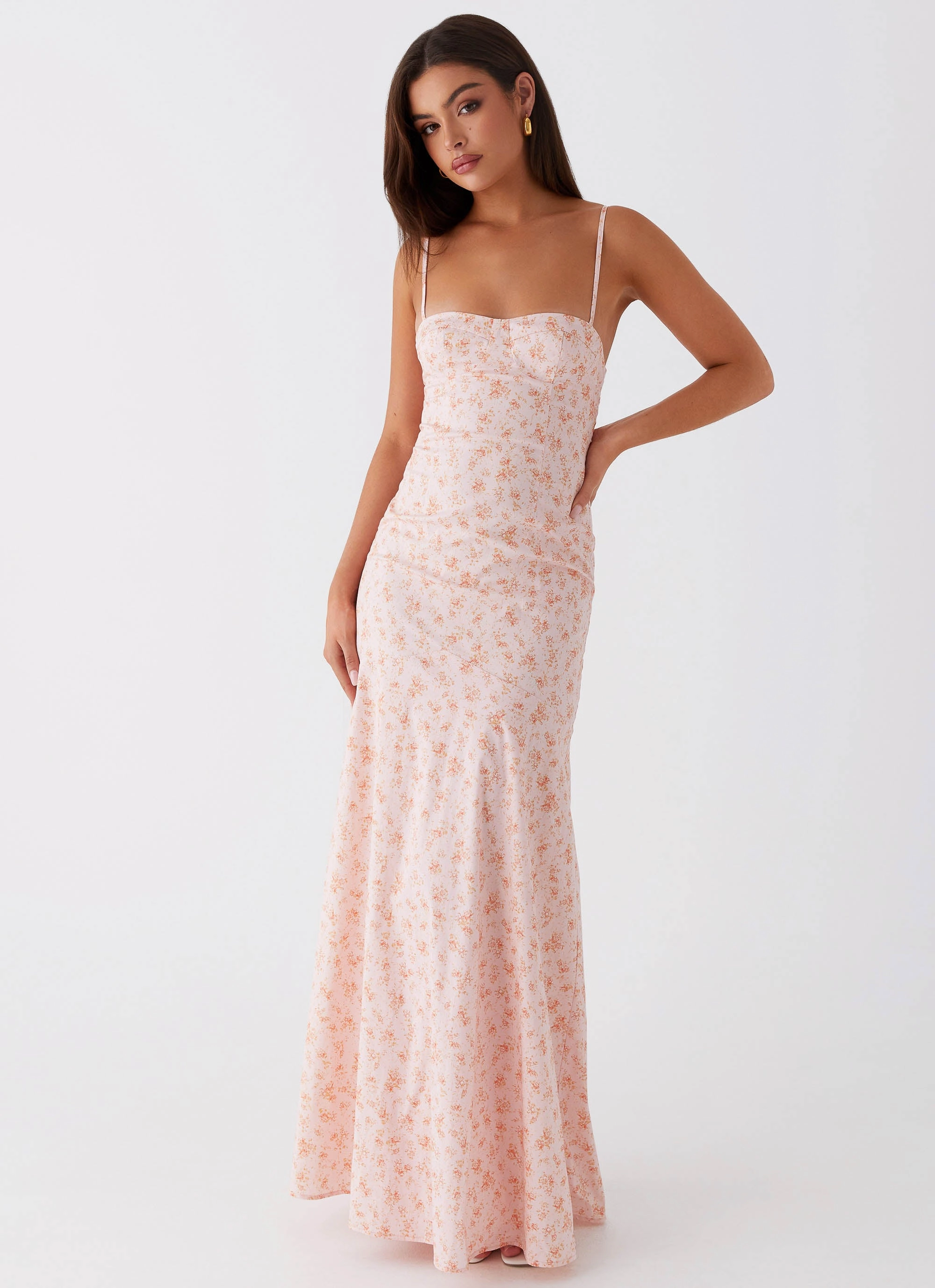 Britney Maxi Dress - Pink Ditsy Floral Cozy Layer