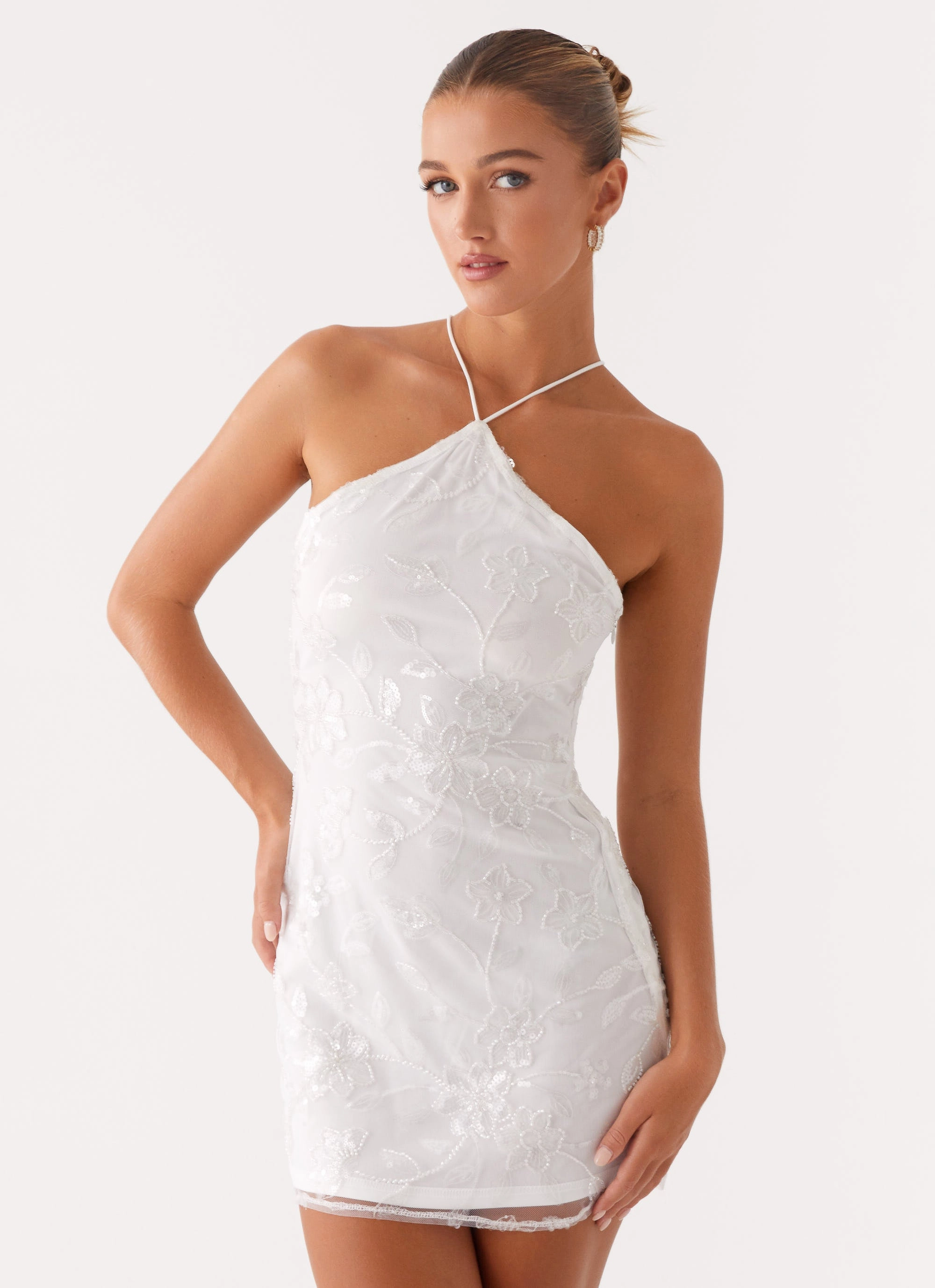 Rumi Beaded Mini Dress - White Summer Ease