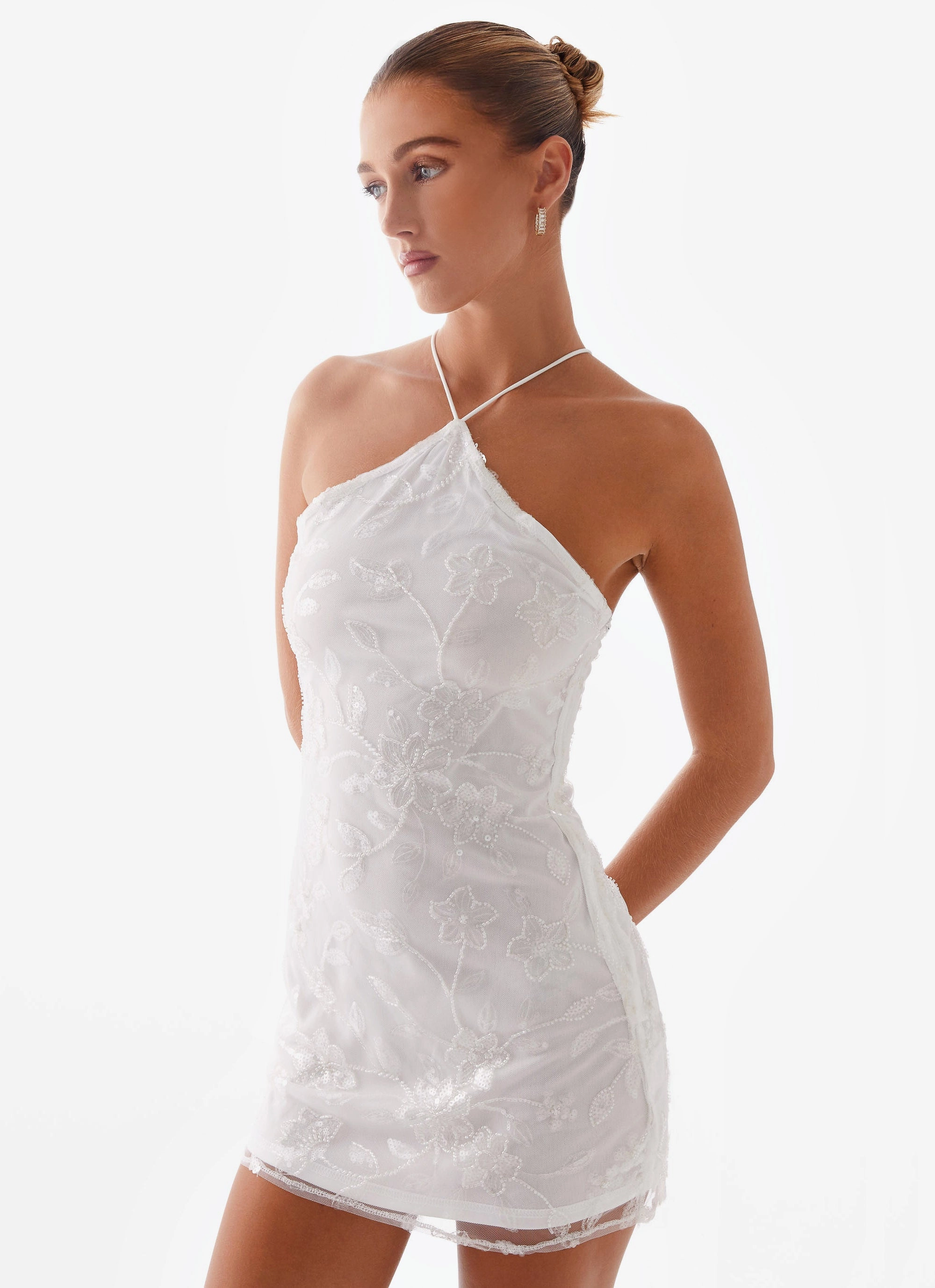 Rumi Beaded Mini Dress - White Effortless Touch