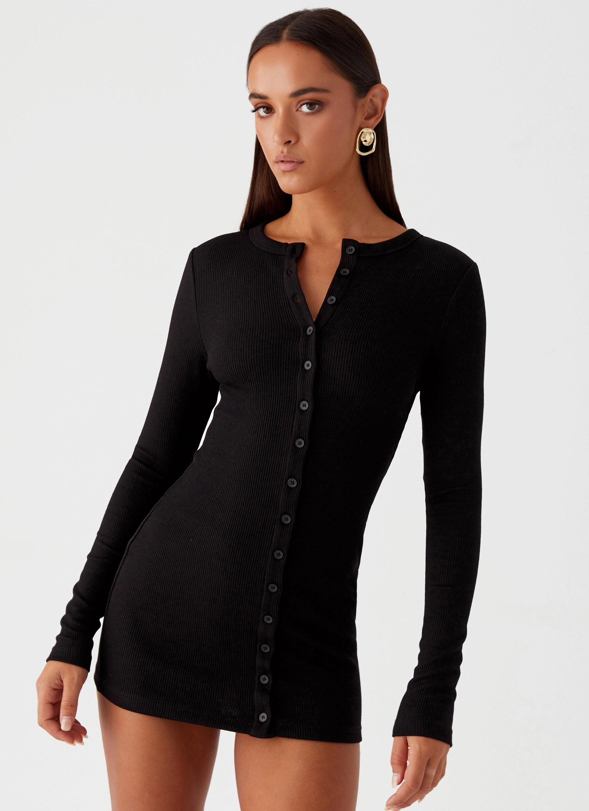 Perfect For Any Occasion Ailee Long Sleeve Mini Dress - Black