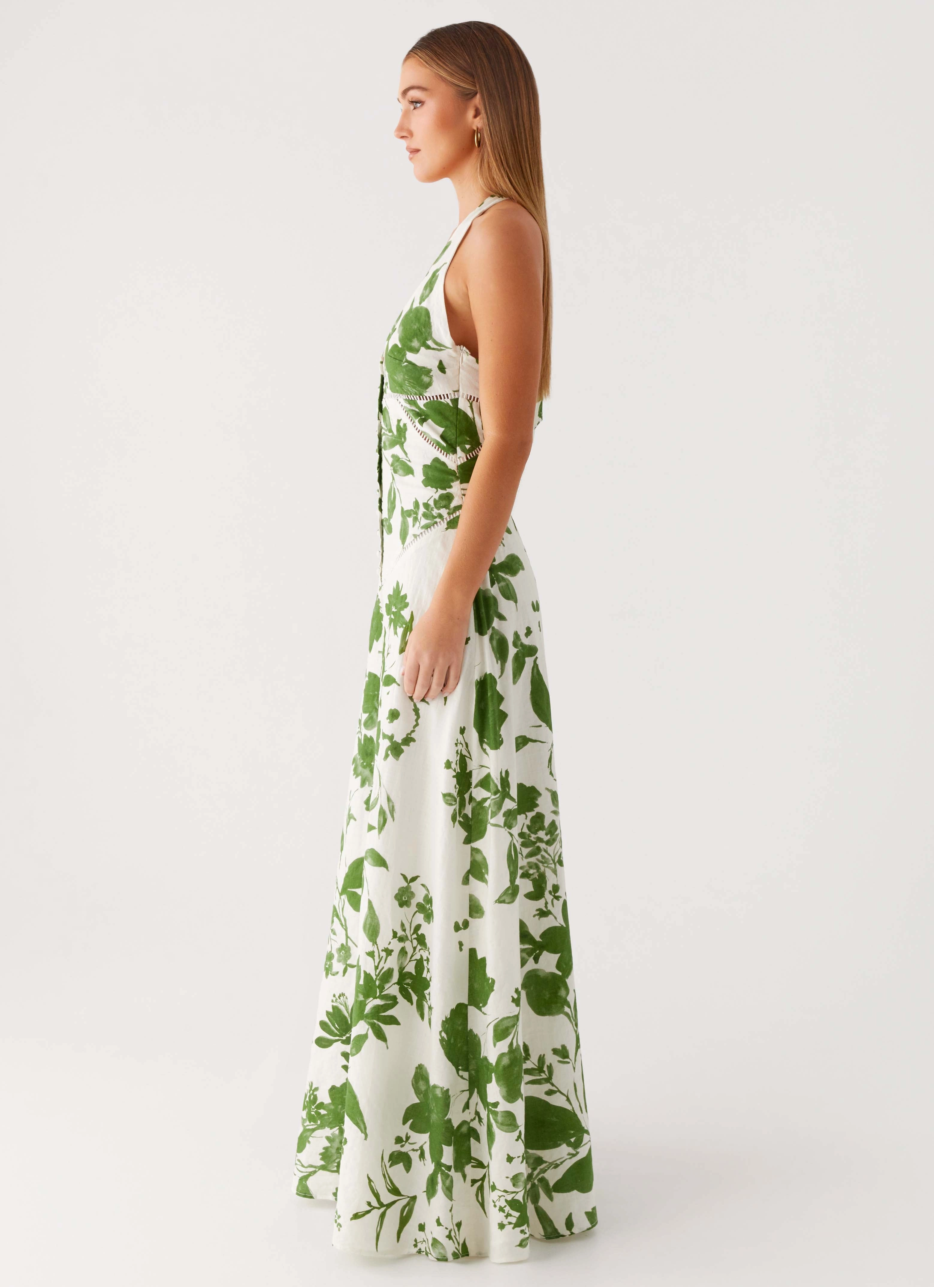 Ember Valley Maxi Dress - Verdant Bloom Heavy Insulation Coat