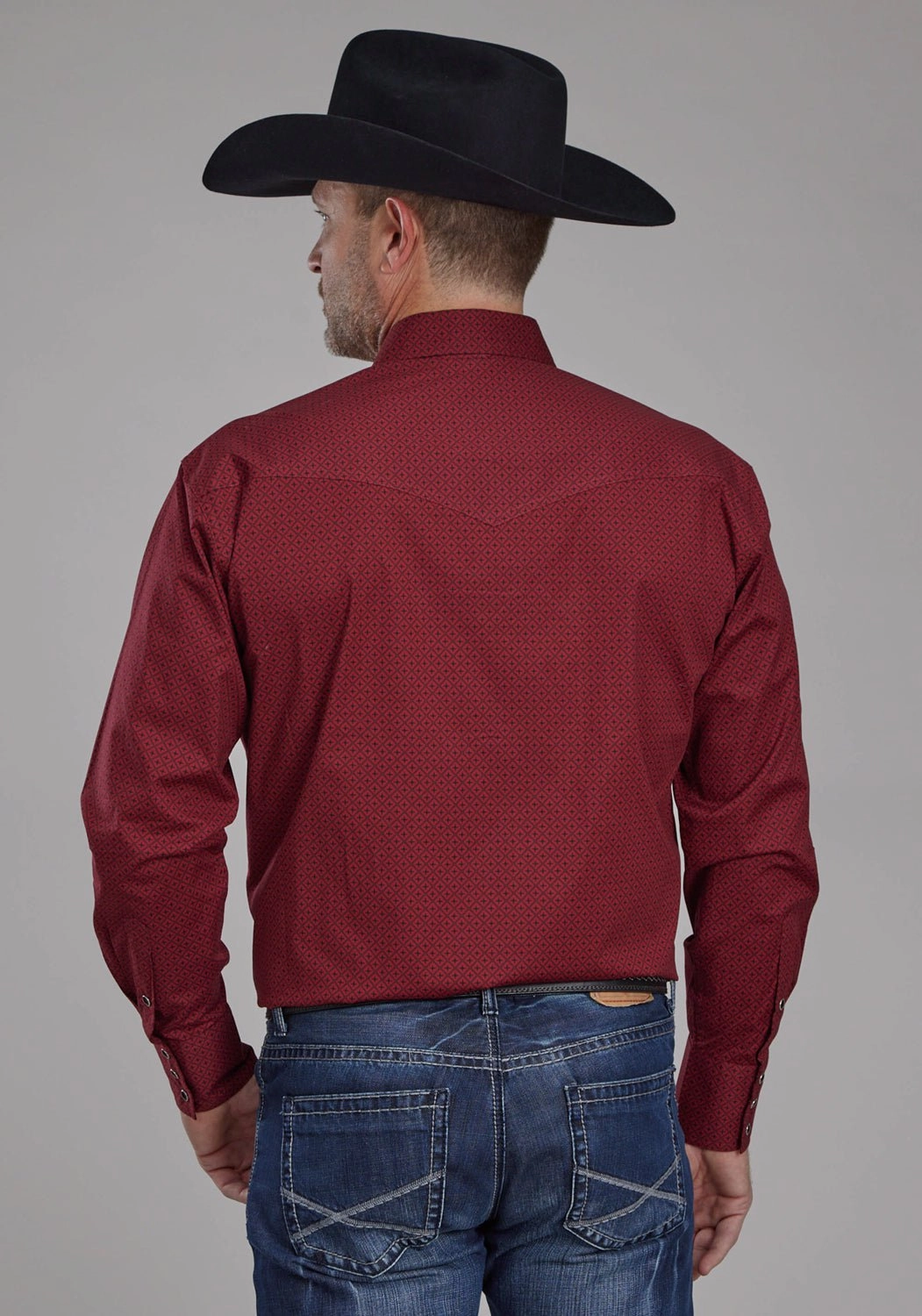 Practical Choice Adjustable Cuff Closure Roper Mens 2163 Diamond Stretch Red Cotton Blend L/S Shirt