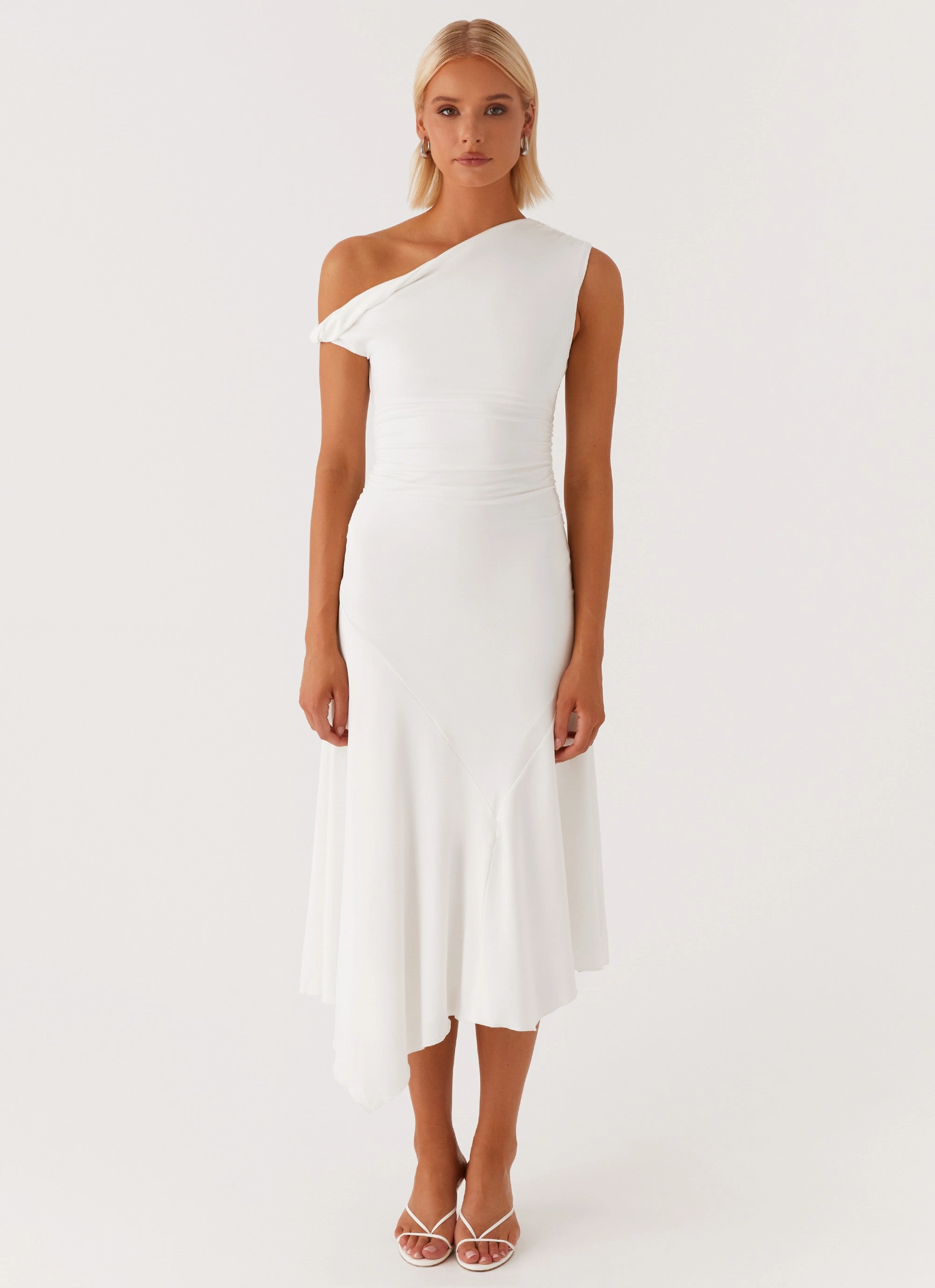 Winter Wrap Artisanal-Detail Byron Midi Dress - White