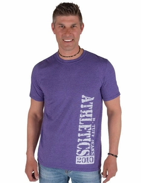 B Tuff Mens Left Chest Logo Purple Cotton Blend S/S T-Shirt Durable Material