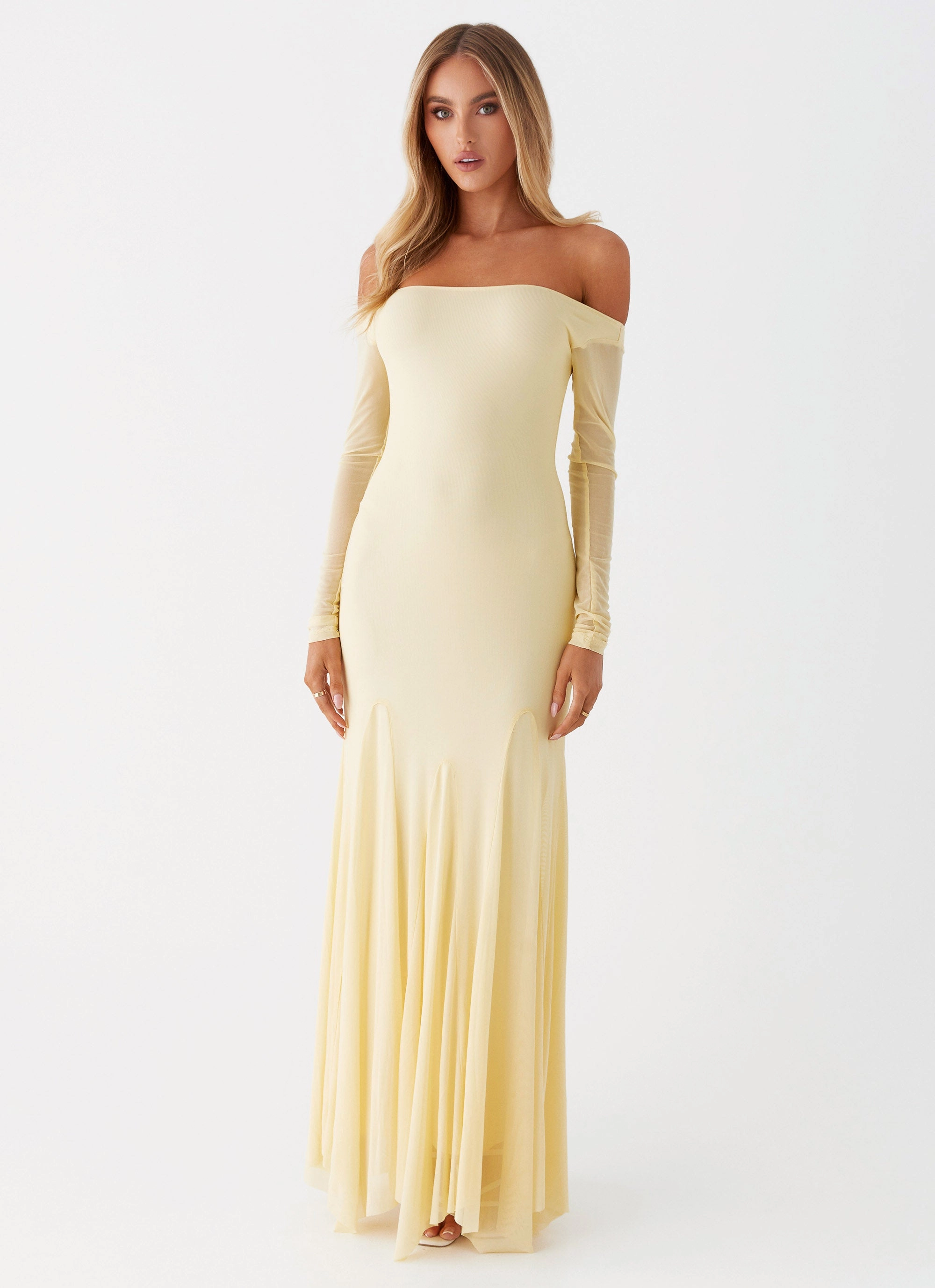 Classic A-line design Sharp Detail Maribel Maxi Dress - Yellow