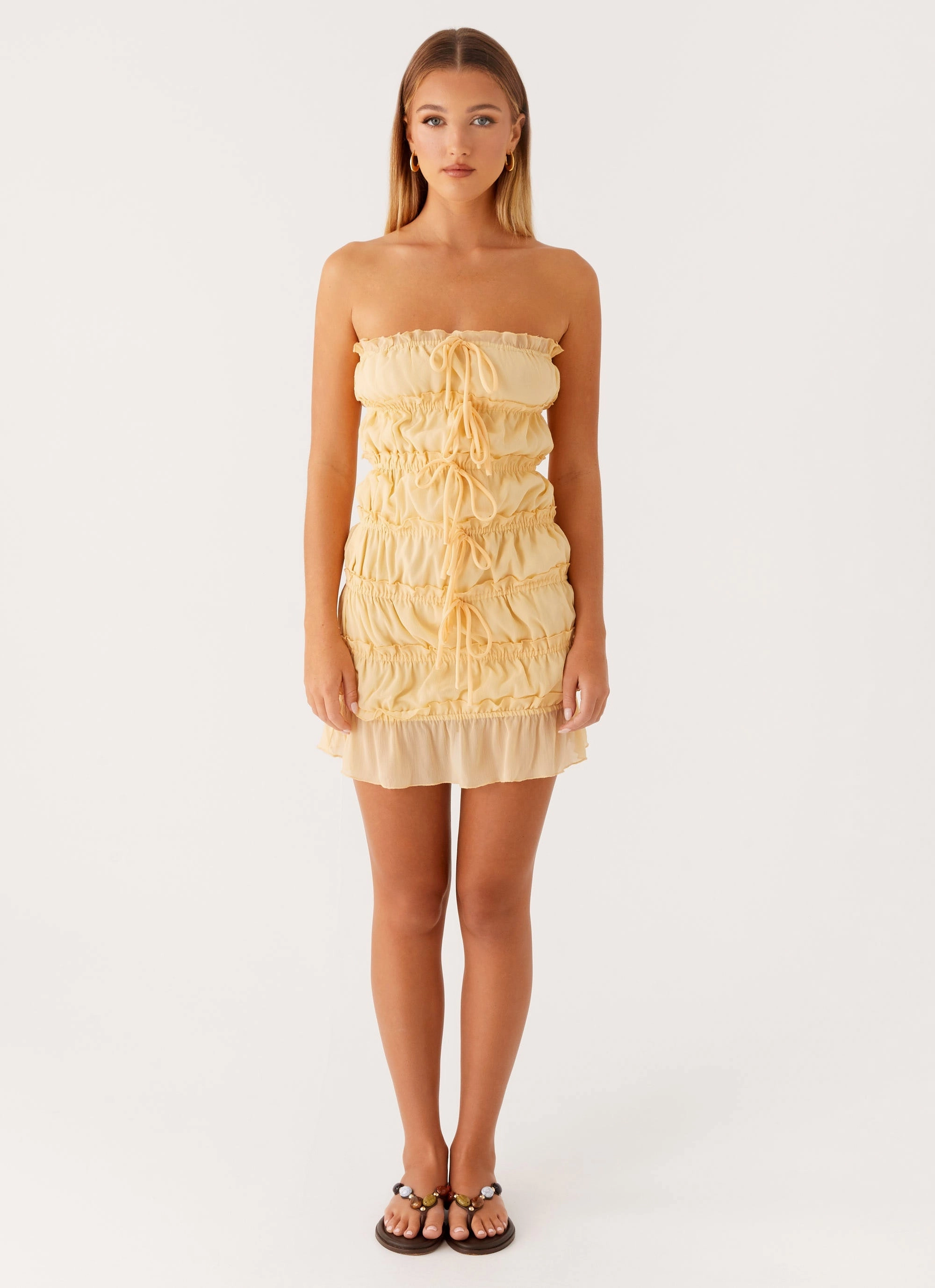 Kylan Mini Dress - Apricot Clean Style