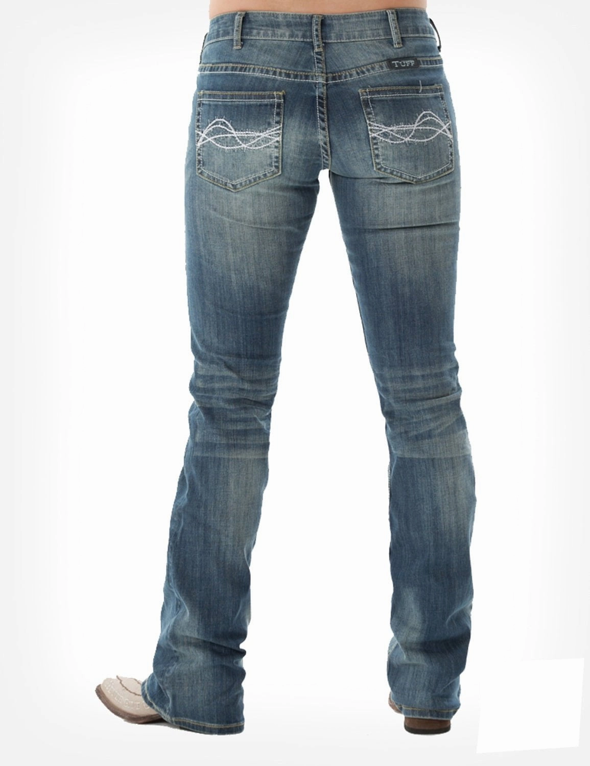Cowgirl Tuff Womens Medium Wash Cotton Blend Jeans DFMI Bootcut Stretch Minimalist Flexible Style