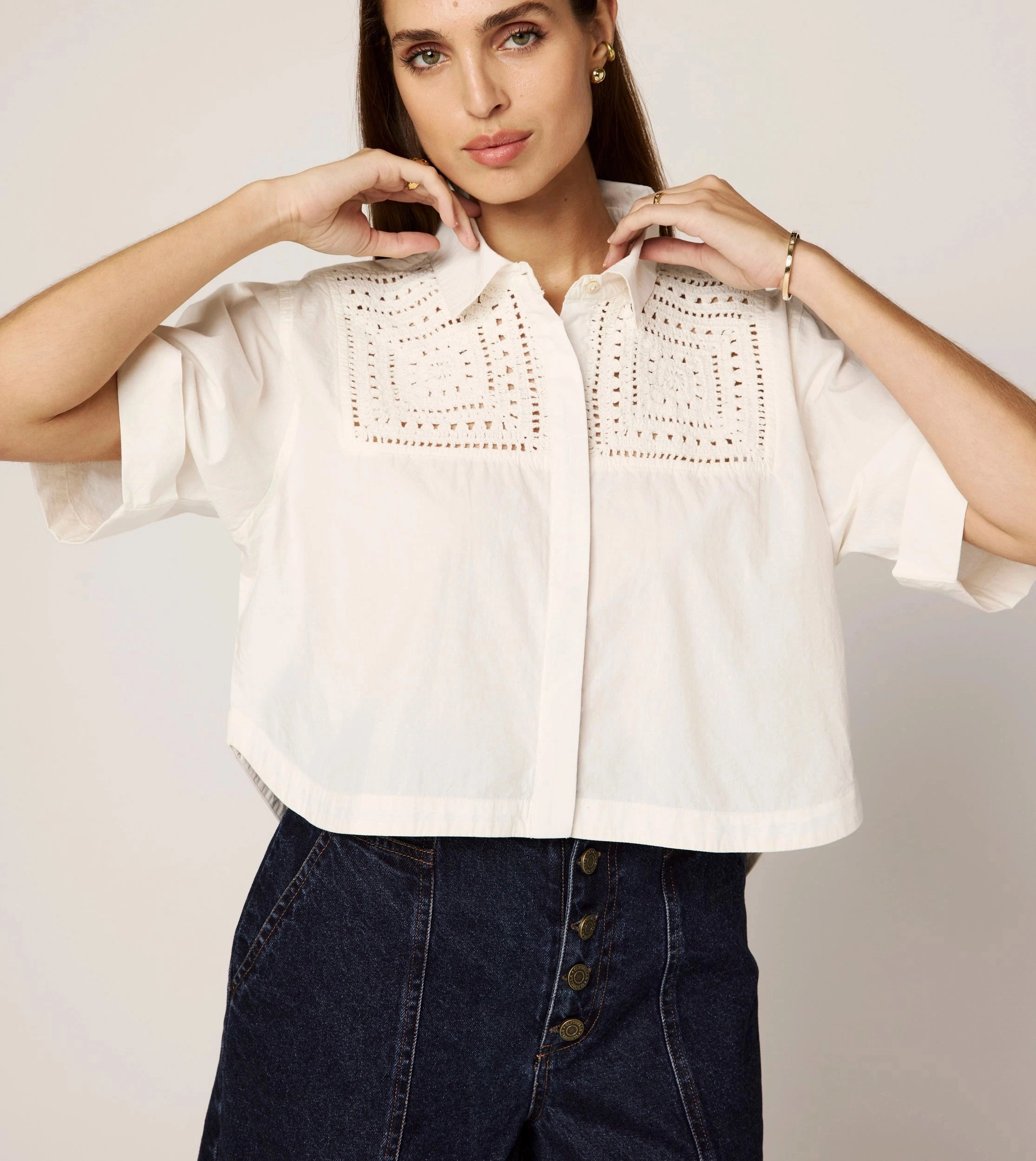Flexible Waistband SublimatedPrint Montana Blouse | Ivory