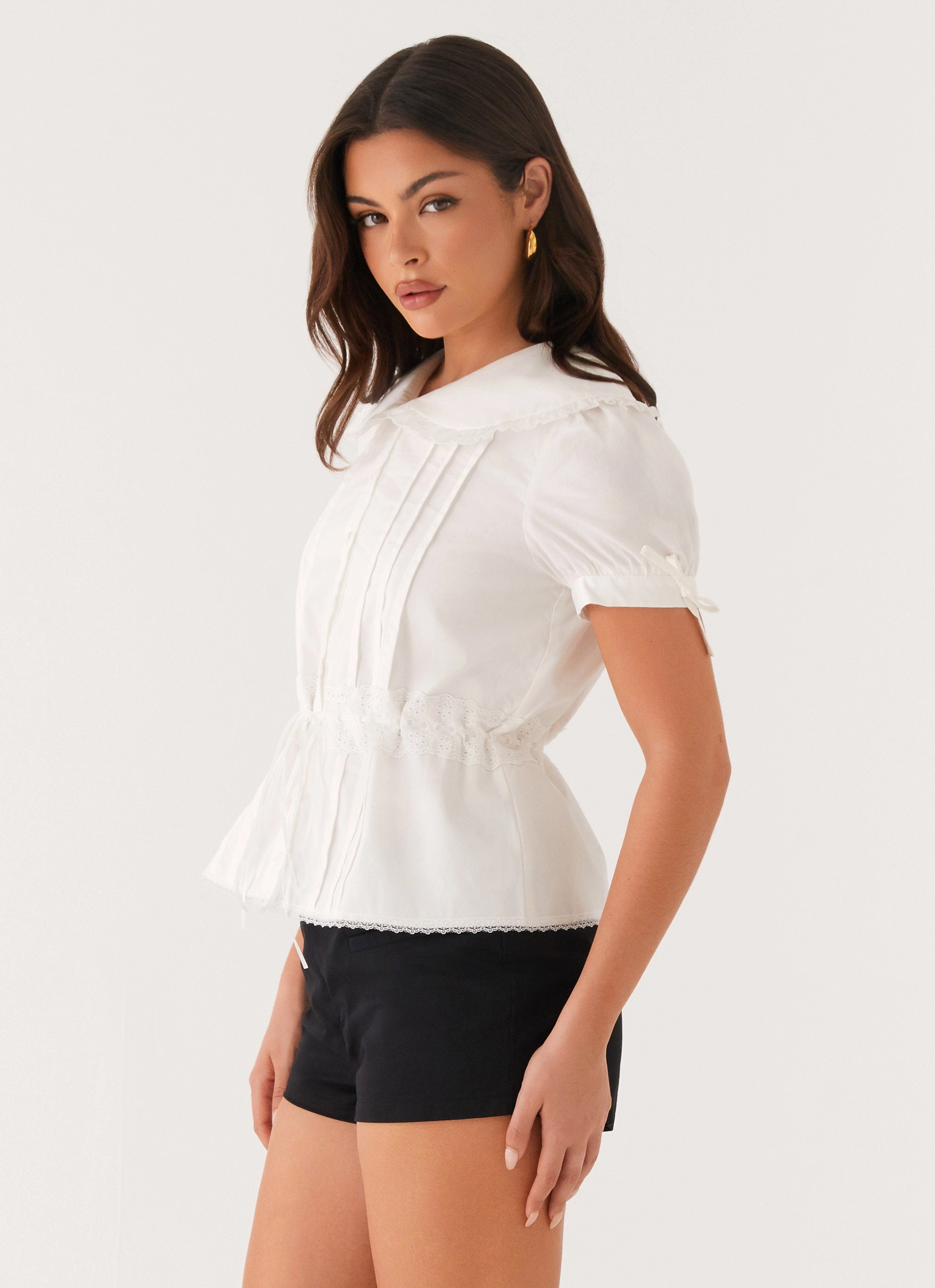 Valerie Blouse - White retro look VentilatedMeshPaneling