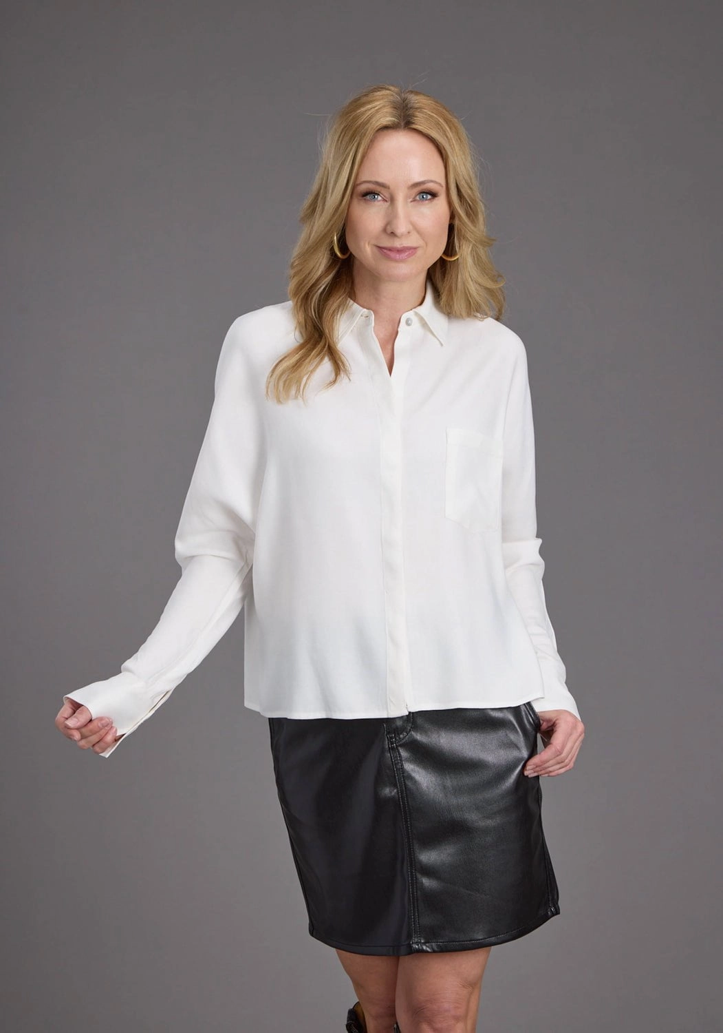 Breathable Lining Layered Design Stetson Womens Front Back Yokes Black Faux Leather Skirt