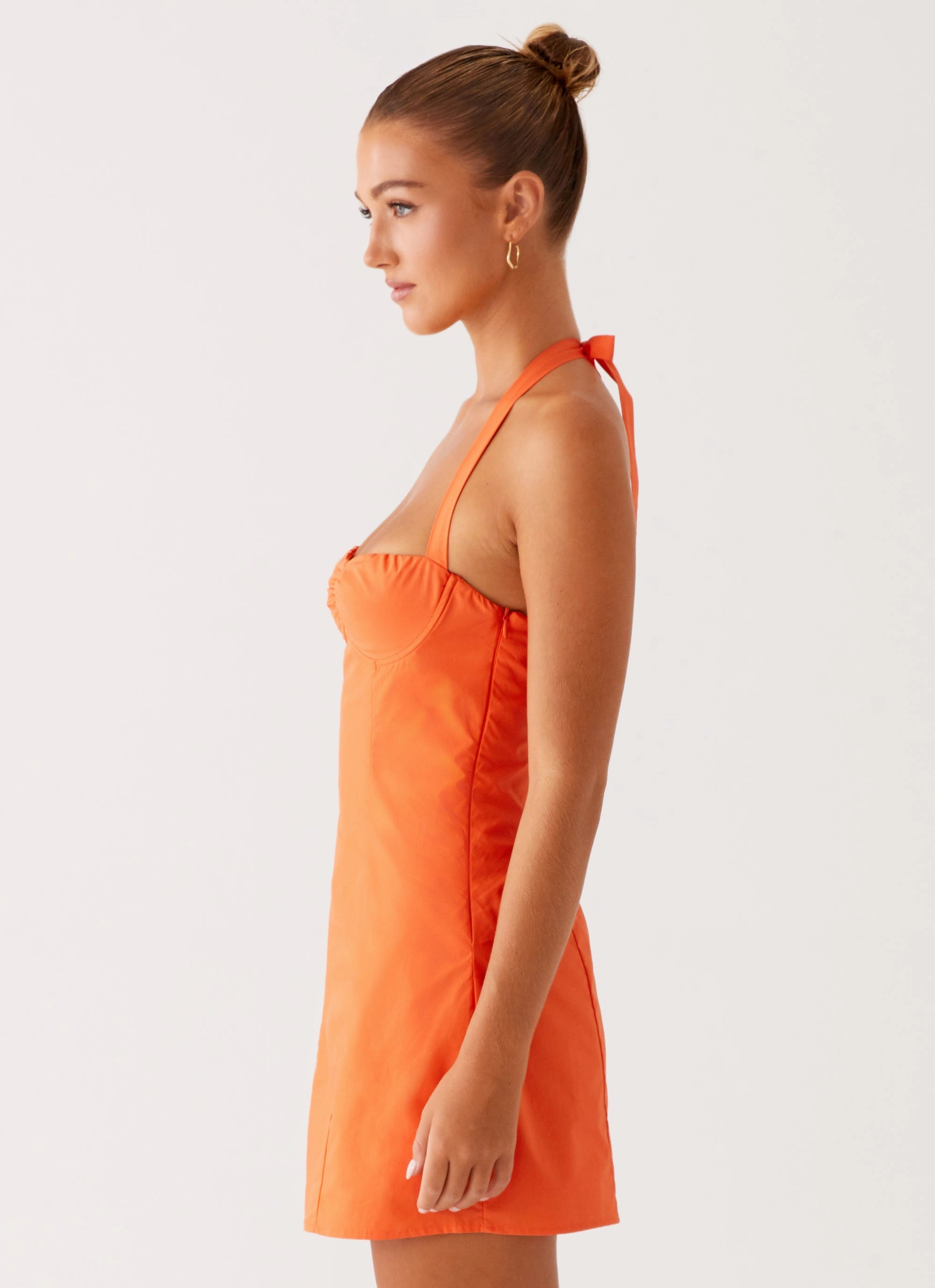 Contessa Halter Mini Dress - Orange Elegant Wool Jacket