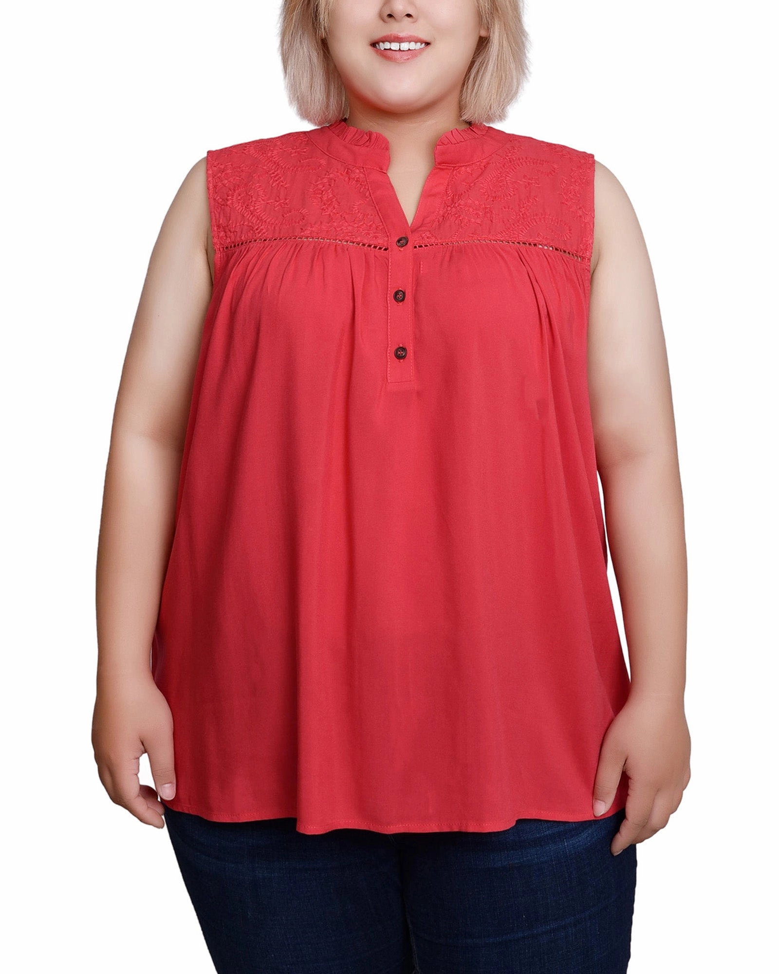 Plus Size Sleeveless Yoked Blouse Formal top