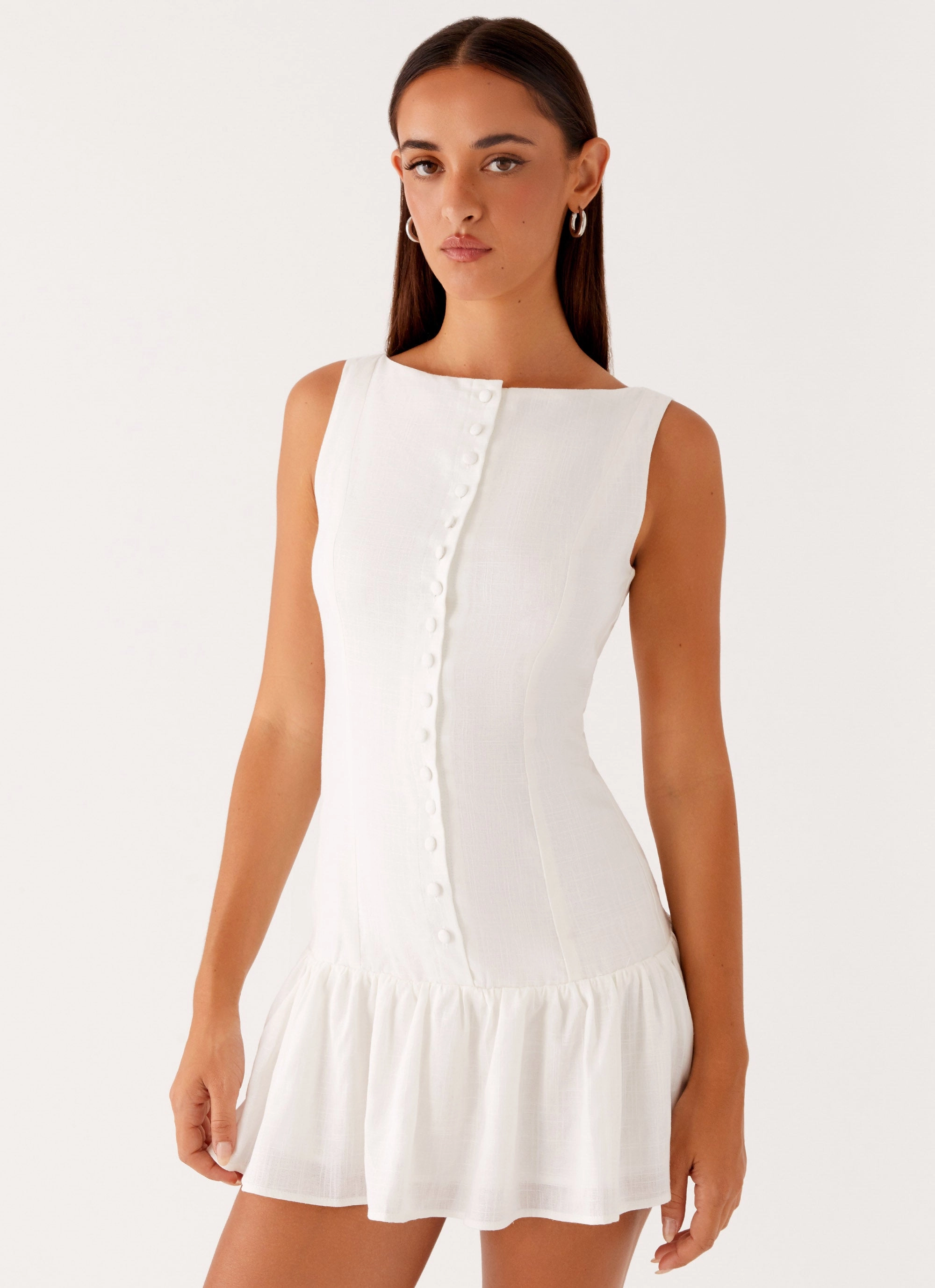 Anytime Wear Meggie Linen Mini Dress - White
