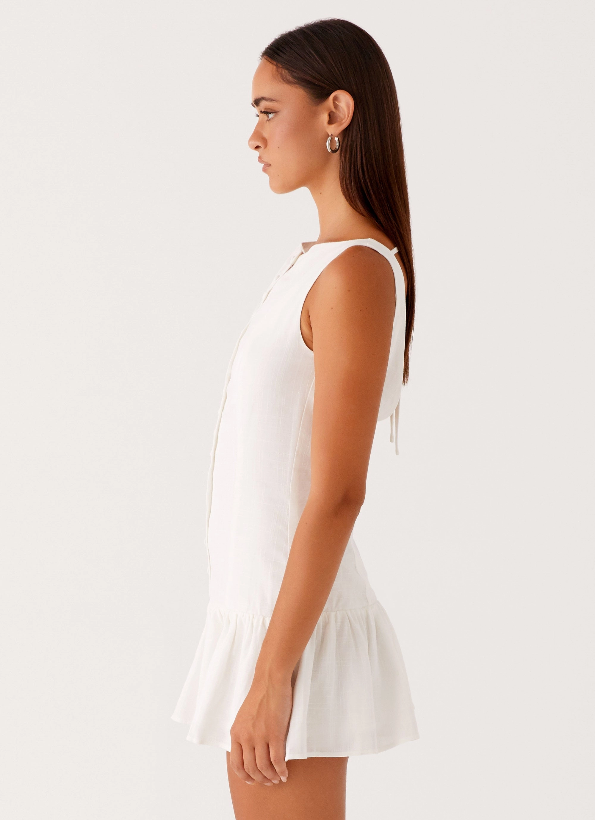 Meggie Linen Mini Dress - White Layered Fit Day-to-evening dress