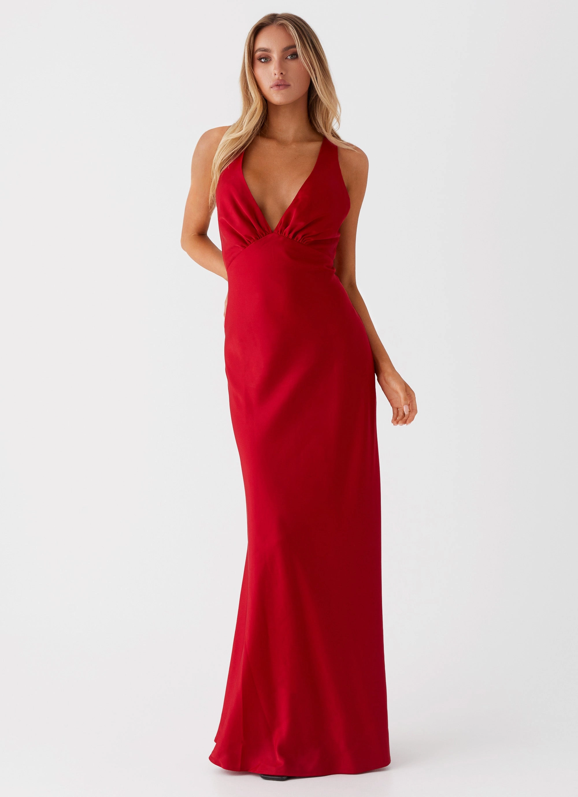 Slyvia Maxi Dress - Red Sleek Puffer Sustainable Material