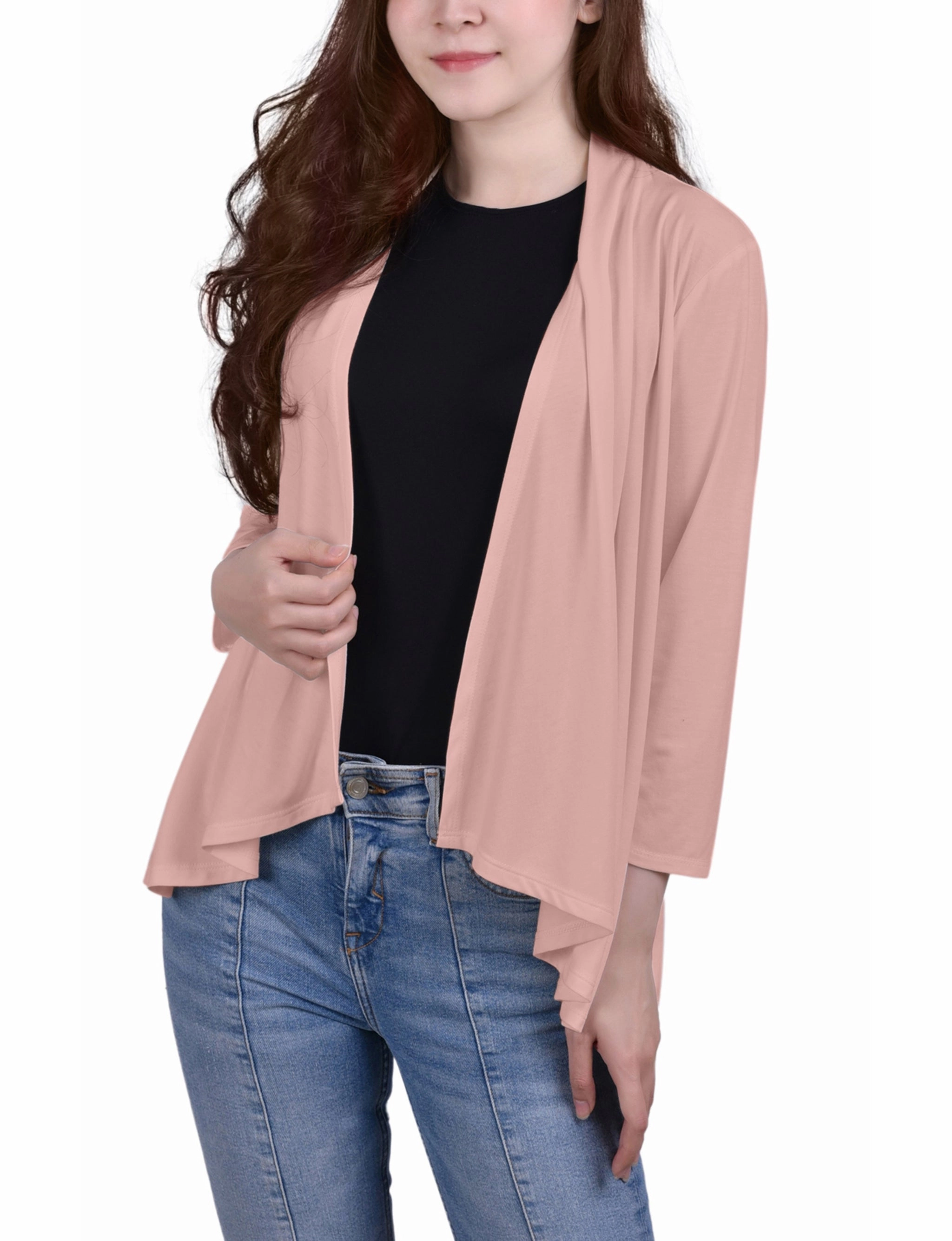 Petite 3/4 Sleeve Solid Cardigan Retro Style