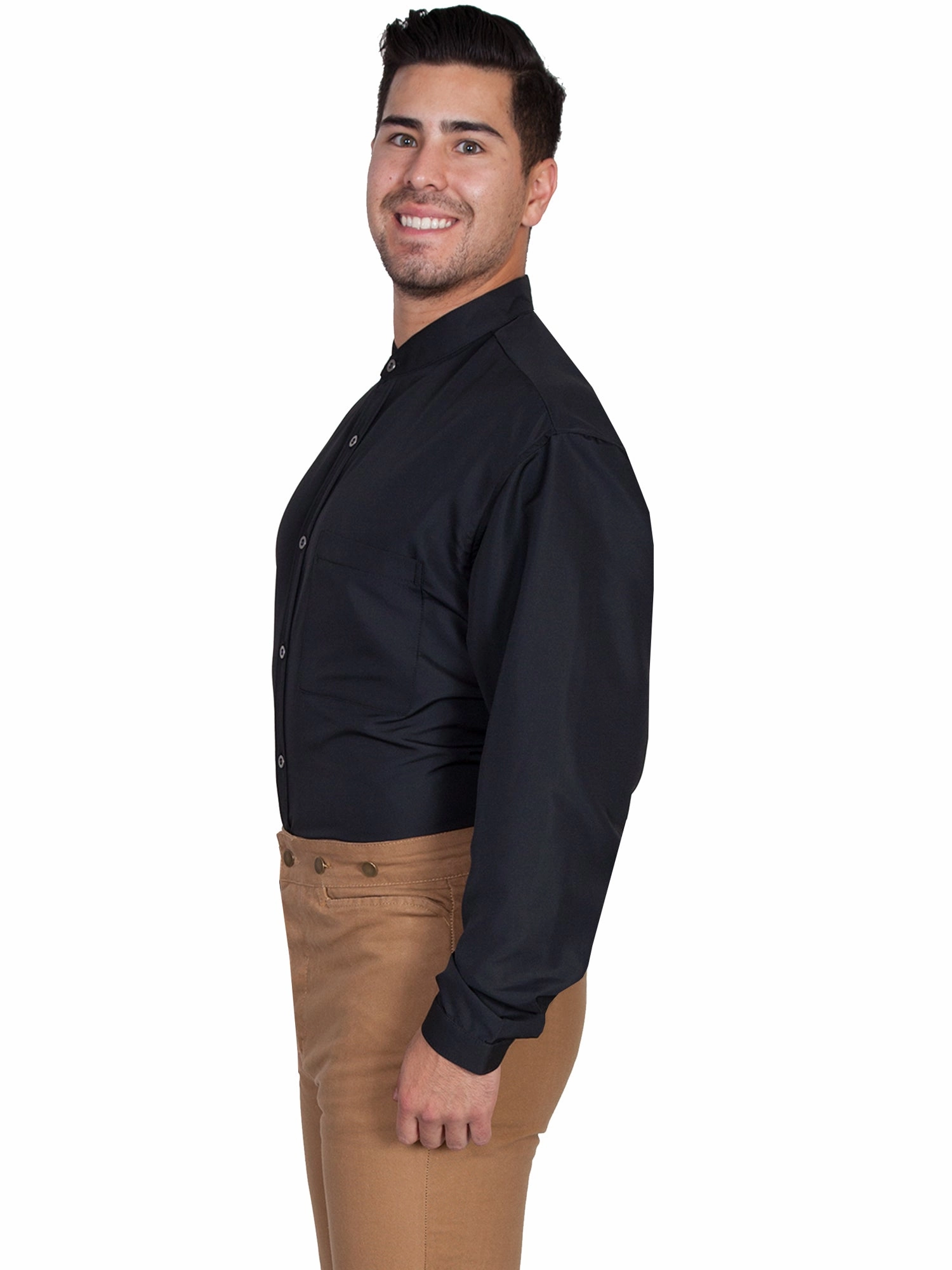 Eco Friendly Material Snag Resistant Fabric Scully Mens Black Polyester Wicking L/S Shirt
