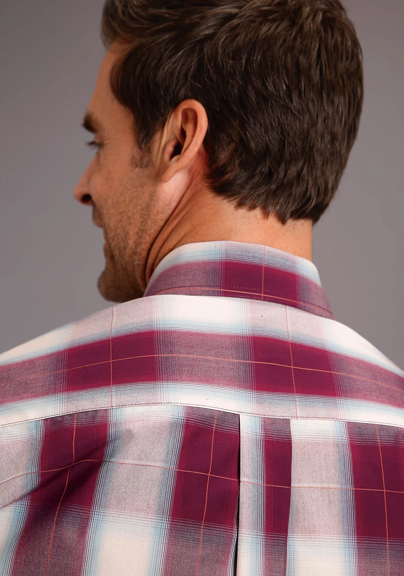 Flexible Knit Stetson Mens Red 100% Cotton Grande Plaid L/S 1 Pkt Shirt