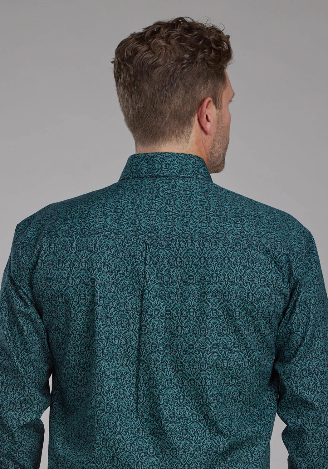 Roper Mens Vintage Paisley Green 100% Cotton 1 Pkt L/S Shirt Corporate Wear Water Repellent Finish