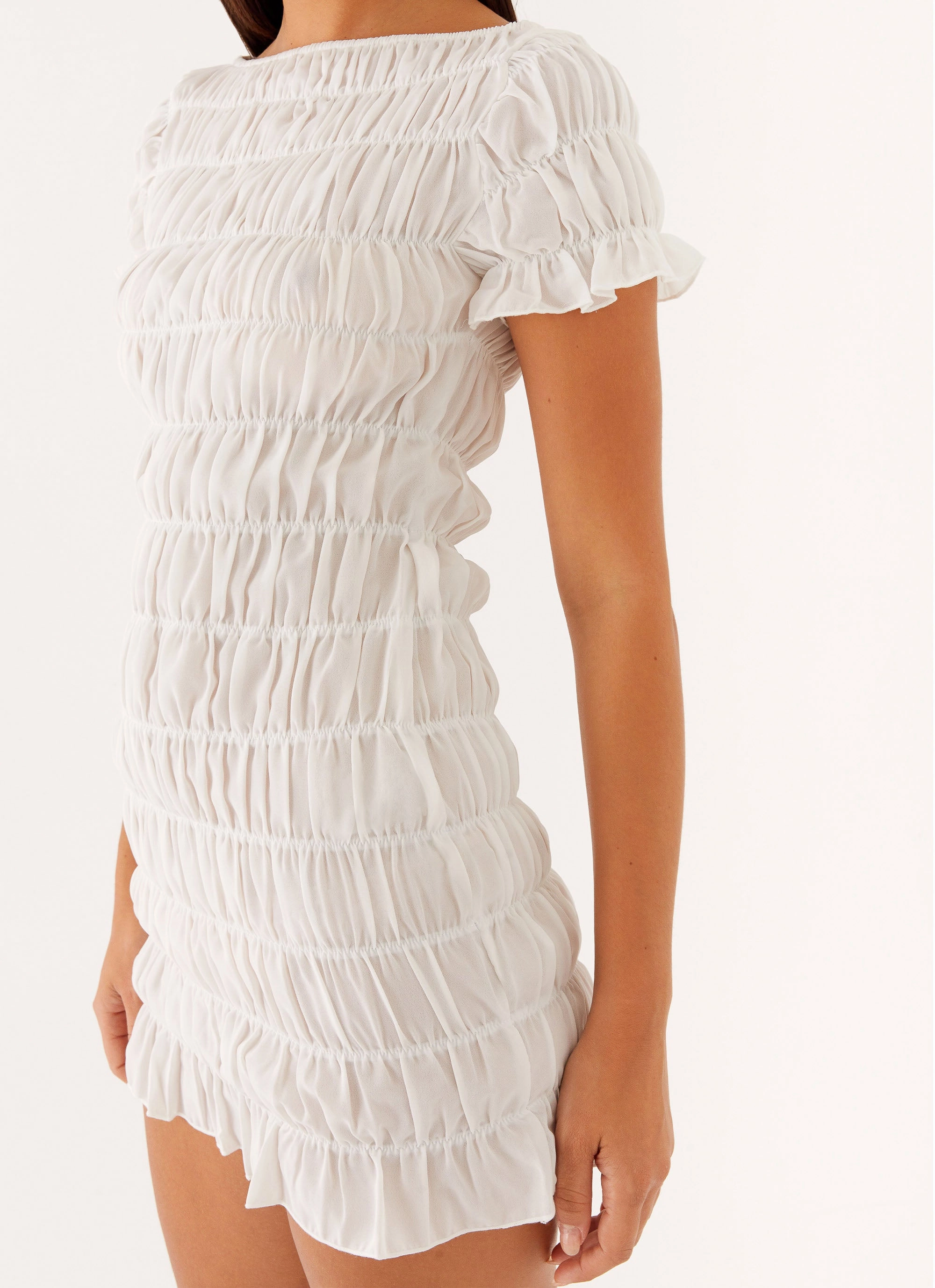 Daily Chic Rita Ruched Mini Dress - White