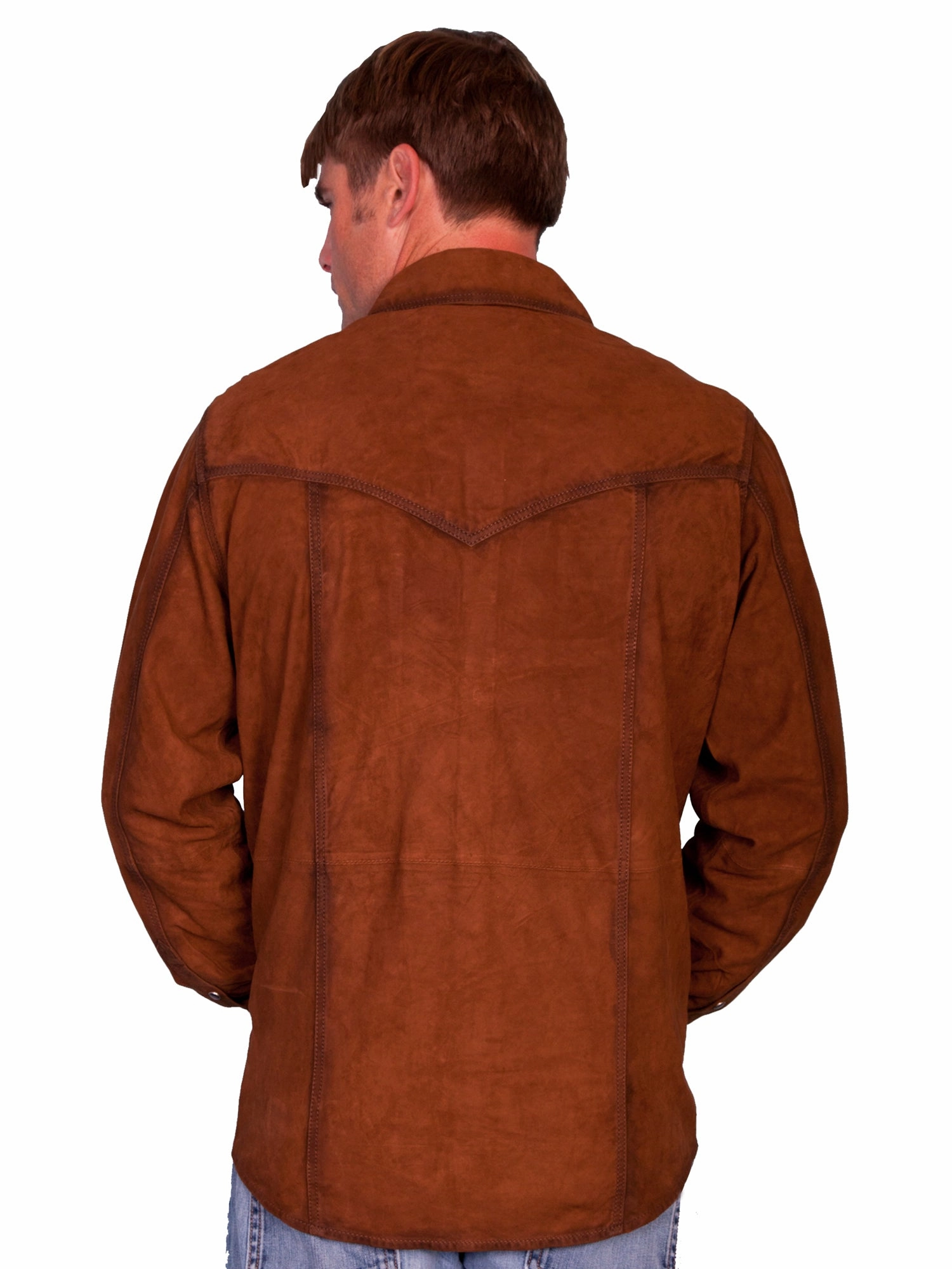 Scully Mens Brown Suede Western L/S Shirt Effortless Style Slim Silhouette