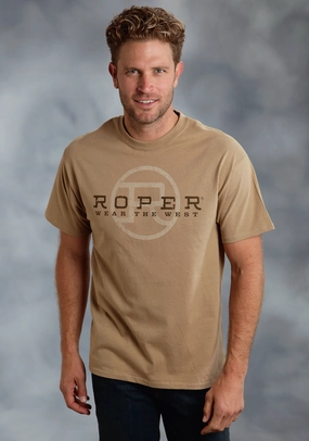 Roper Unisex Brown 100% Cotton Wear the West S/S T-Shirt Urban Style Reinforced Collar