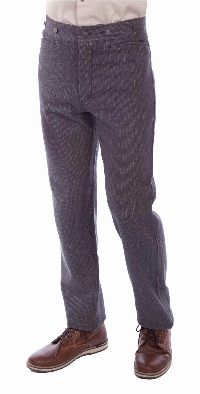 Scully Mens Raised Dobby Frontier Charcoal Cotton Blend Dress Pants Anti Bacterial Treatment