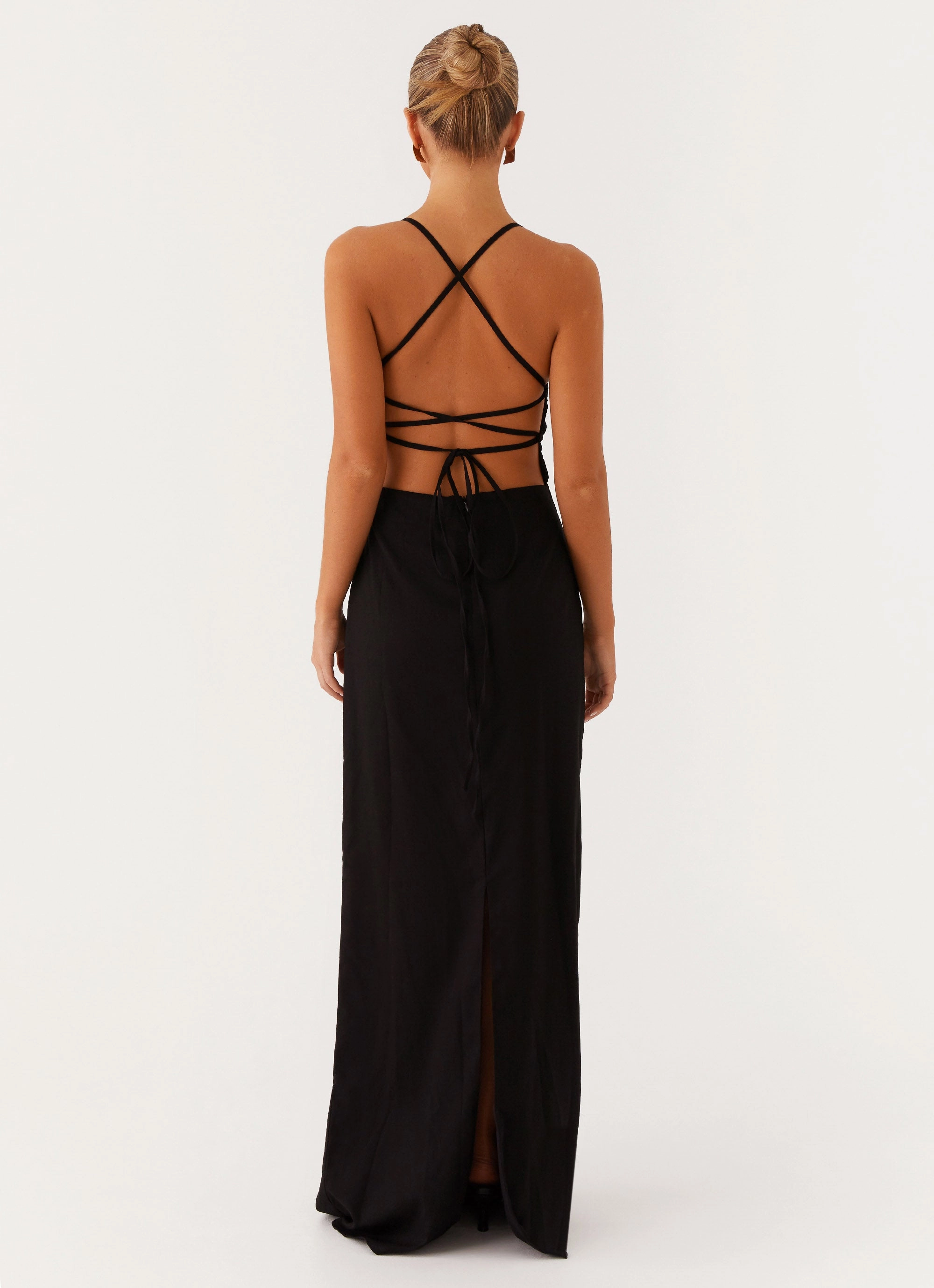Cora Backless Maxi Dress - Black Daily Commute Cool Weather Wear