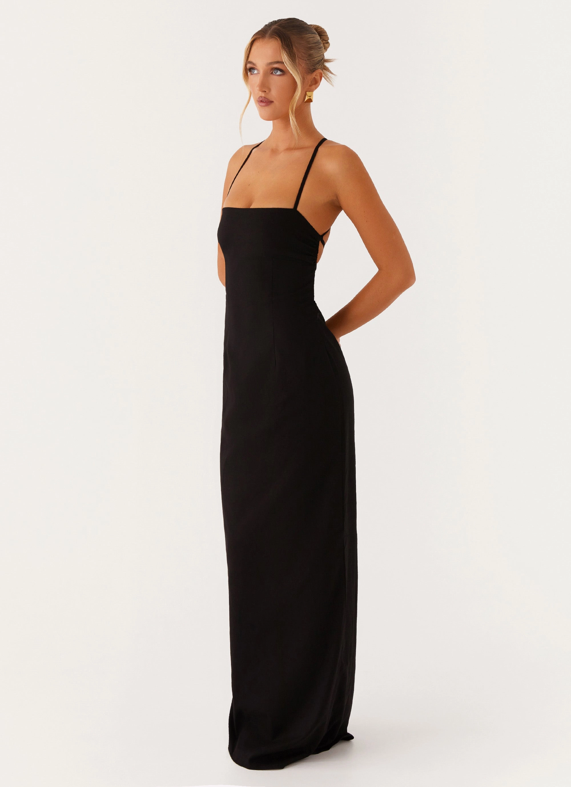 Cora Backless Maxi Dress - Black Luxury Coat Elegant Outerwear