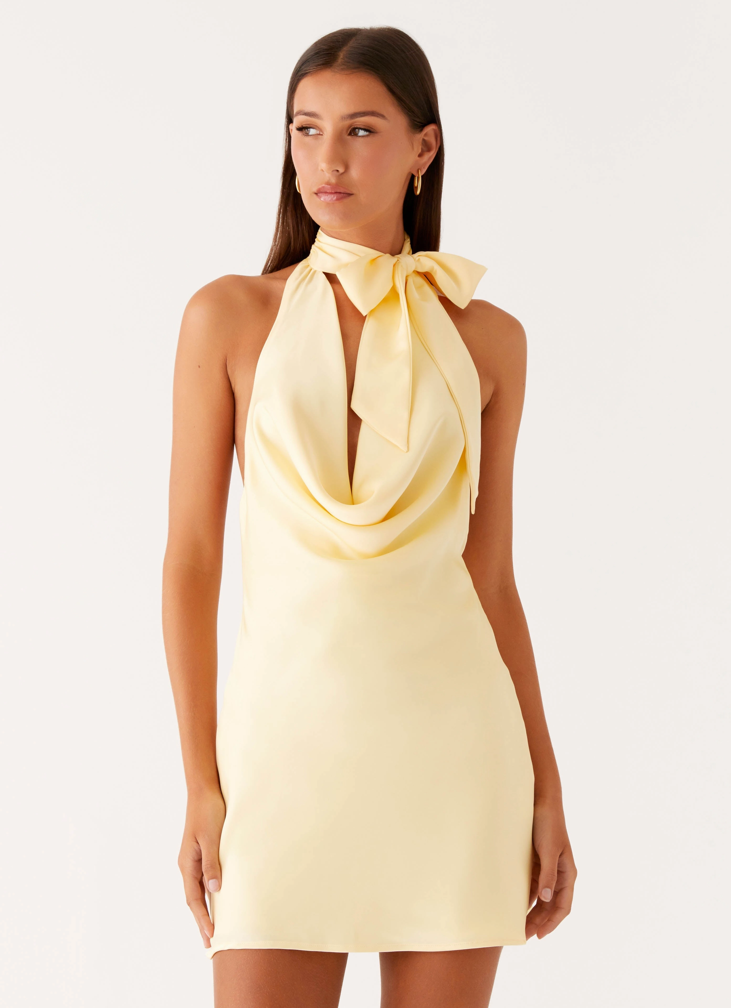 Rainy Day Jacket Cory Cowl Scarf Mini Dress - Sunny Yellow