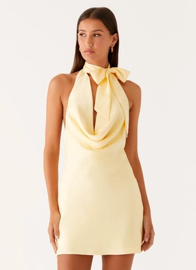 Rainy Day Jacket Cory Cowl Scarf Mini Dress - Sunny Yellow