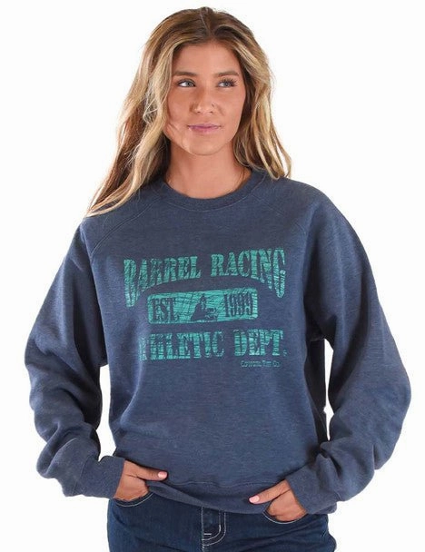 Cowgirl Tuff Womens Barrel Racing Blue Poly/Rayon Sweatshirt Durable Fabric