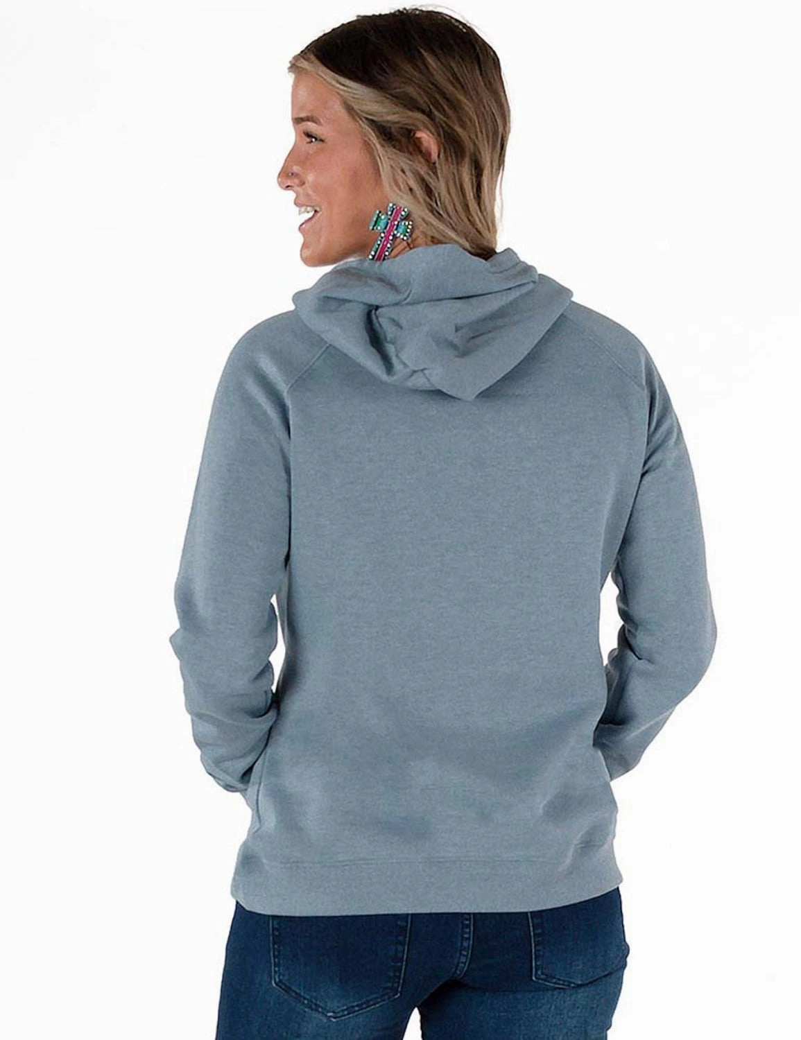Quick Pull Zipper Cowgirl Tuff Womens Believe Junior Fit Light Blue Poly/Rayon Hoodie