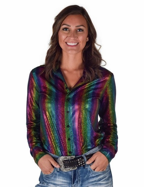 Cowgirl Tuff Womens Foil Lightweight Multi-Color Polyester L/S Shirt Airflow Ventilation System