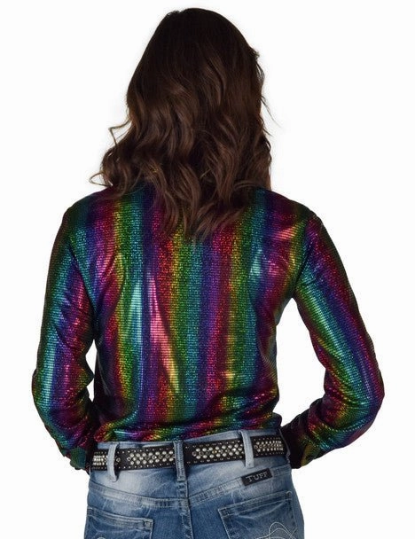 Cowgirl Tuff Womens Foil Lightweight Multi-Color Polyester L/S Shirt Winter Collection Sporty Look