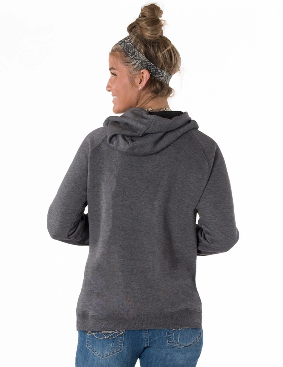 Cowgirl Tuff Womens Free To Roam Charcoal Poly/Rayon Hoodie Stretch Comfort