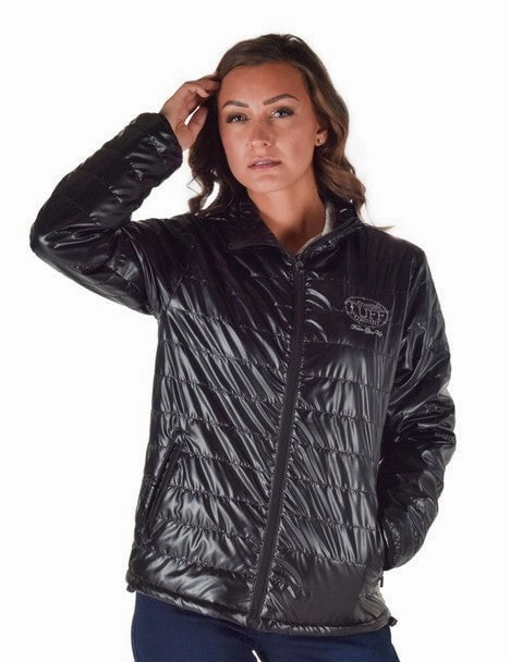 Cowgirl Tuff Womens Horizontal Midweight Black 100% Polyester Softshell Jacket Airflow Ventilation Lightweight Construction