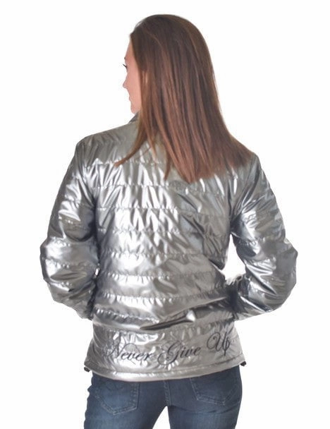 Double layer fabric Cowgirl Tuff Womens Horizontal Midweight Silver 100% Polyester Softshell Jacket