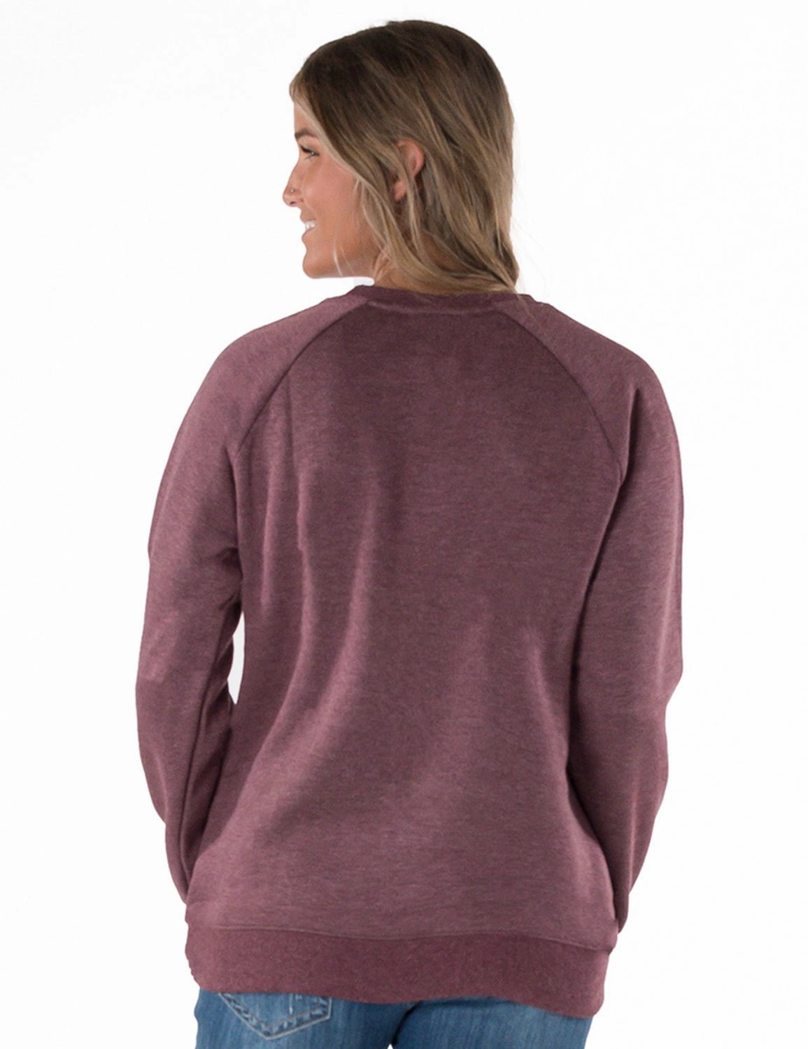 Drop Tail Hem Cowgirl Tuff Womens Hug In A Glass Wine Poly/Rayon Sweatshirt