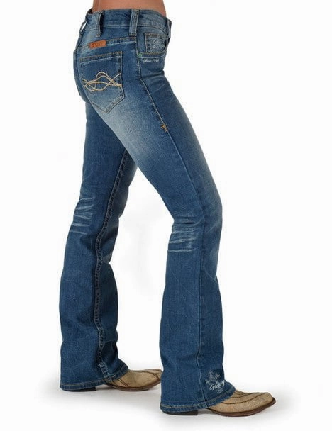 Textured Yarn Blends Stylish Choice Cowgirl Tuff Womens Lisa's Legacy Classic Medium Wash Cotton Blend Jeans