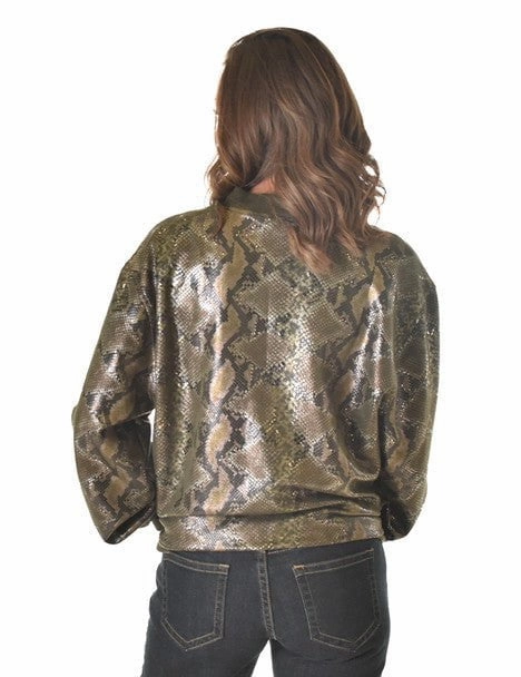 Cowgirl Tuff Womens Midweight Snakeskin Green Polyester Athletic Shell Jacket Breathable Softshell Layer Multi Purpose Loops
