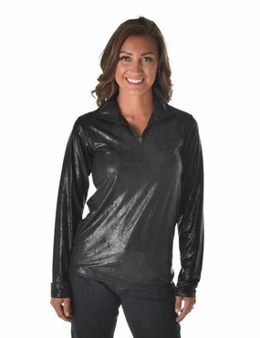 Cowgirl Tuff Womens Quarter Zip Cadet Black Poly/Spandex Athletic Shell Jacket Sleek Layers