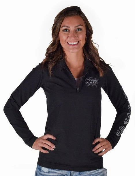 CompressionPackableFabric Cowgirl Tuff Womens Quarter Zip Cadet Black Poly/Spandex Athletic Shell Jacket
