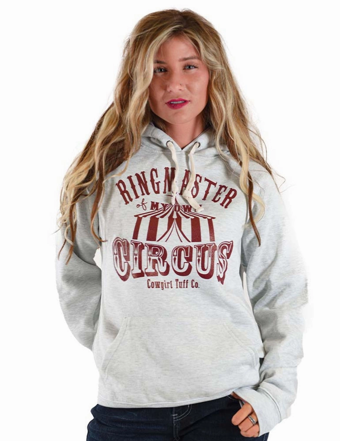 Cowgirl Tuff Womens Ringmaster Ash Poly/Rayon Hoodie Anti Pilling Technology